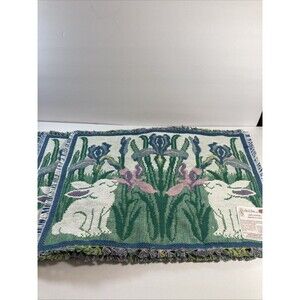 Park B Smith Bunny Rabbits & Easter Tulips (4) Needlepoint Tapestry Placemats